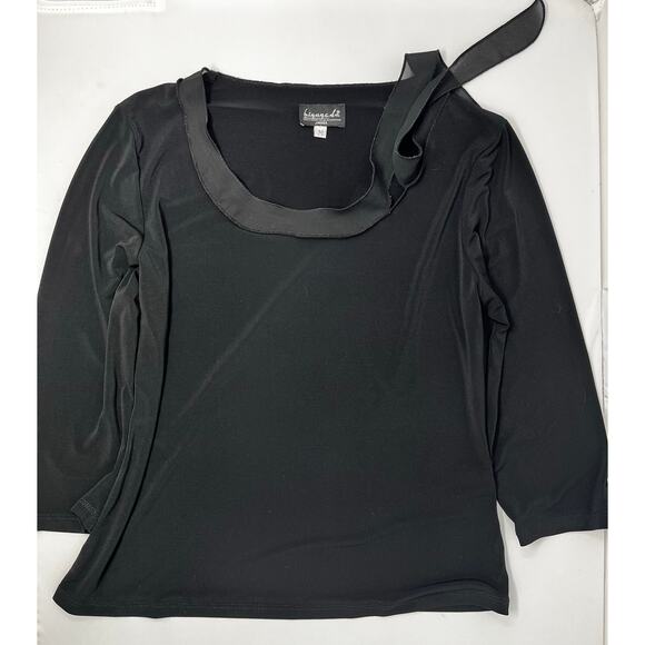 Vintage Biyaycda Career Woman's Black Blouse with sheer bow size M Pre-Owned - Picture 2 of 9